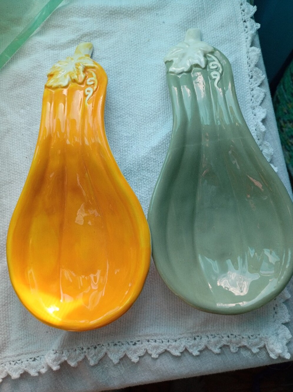 Ceramic Gourd Spoon rest, Orange Or Green, Buyers Choice, NWOT